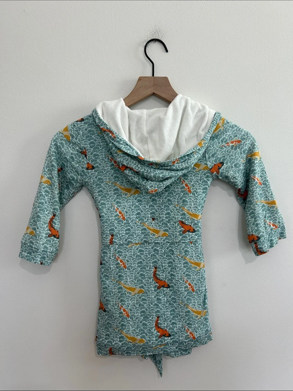 Kate Quinn Koi Fish Hooded Robe in Teal and White Size 2T 3T 4T